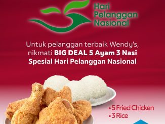 Promo Wendy’s Harpelnas Big Deal 5 ayam 3 nasi Rp100K berlaku 4 September 2025 di outlet Wendy’s Indonesia
