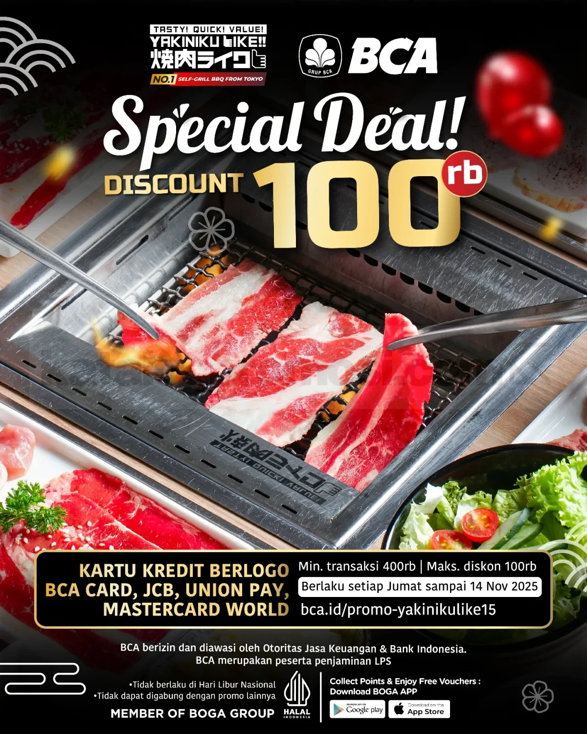 Promo Yakiniku Like BCA Special Deal! Diskon Rp 100Rb untuk Semua Menu Promo Yakiniku Like BCA Special Deal! Diskon Rp 100Rb untuk Semua Menu