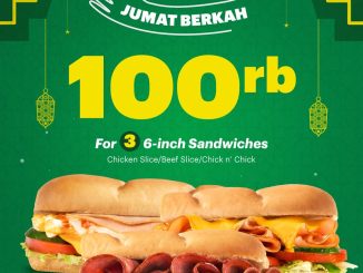 Promo Subway Jumat Berkah Beli 3 Sandwich cuma Rp. 100Rb