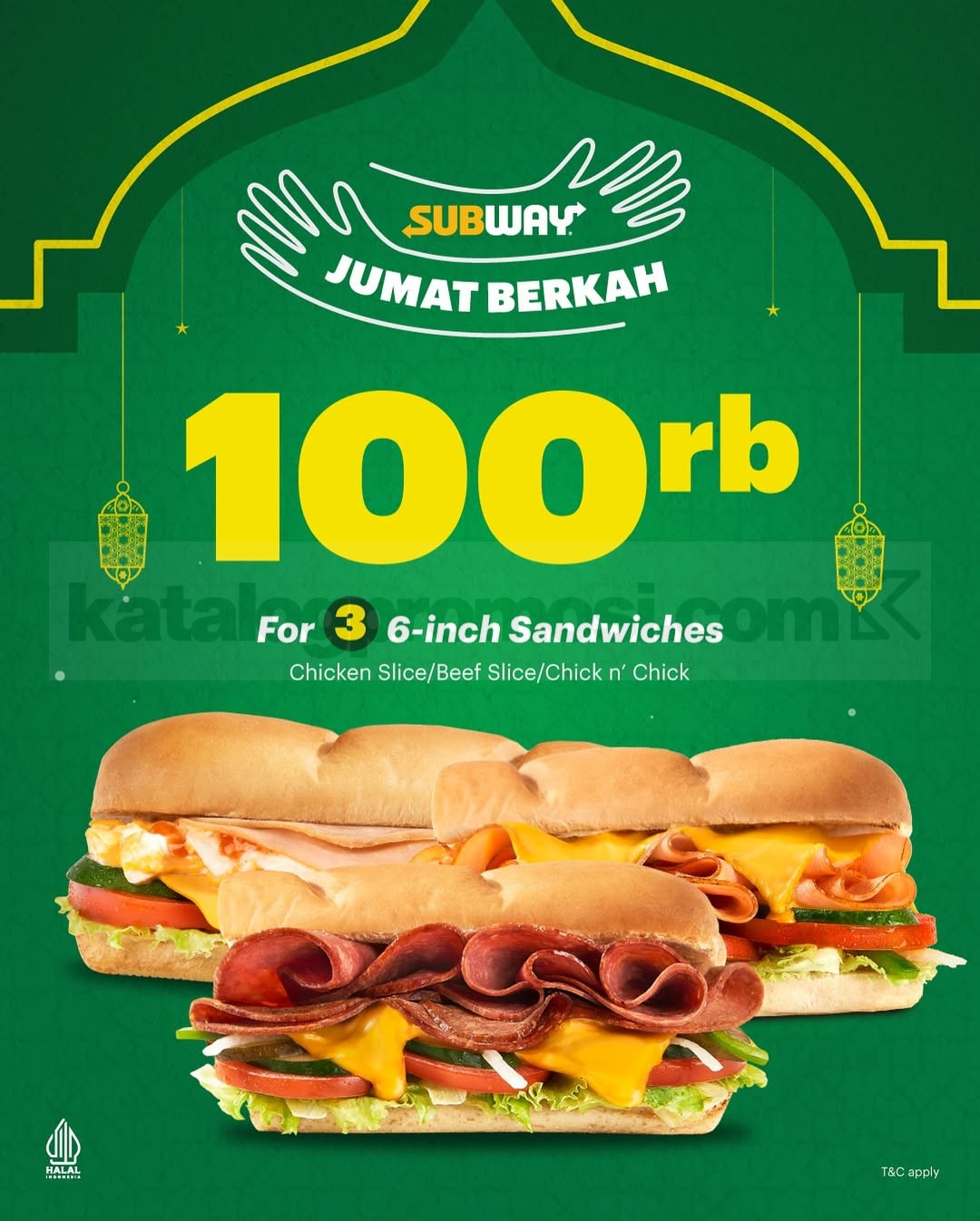 Promo Subway Jumat Berkah Beli 3 Sandwich cuma Rp. 100Rb Promo Subway Jumat Berkah Beli 3 Sandwich cuma Rp. 100Rb