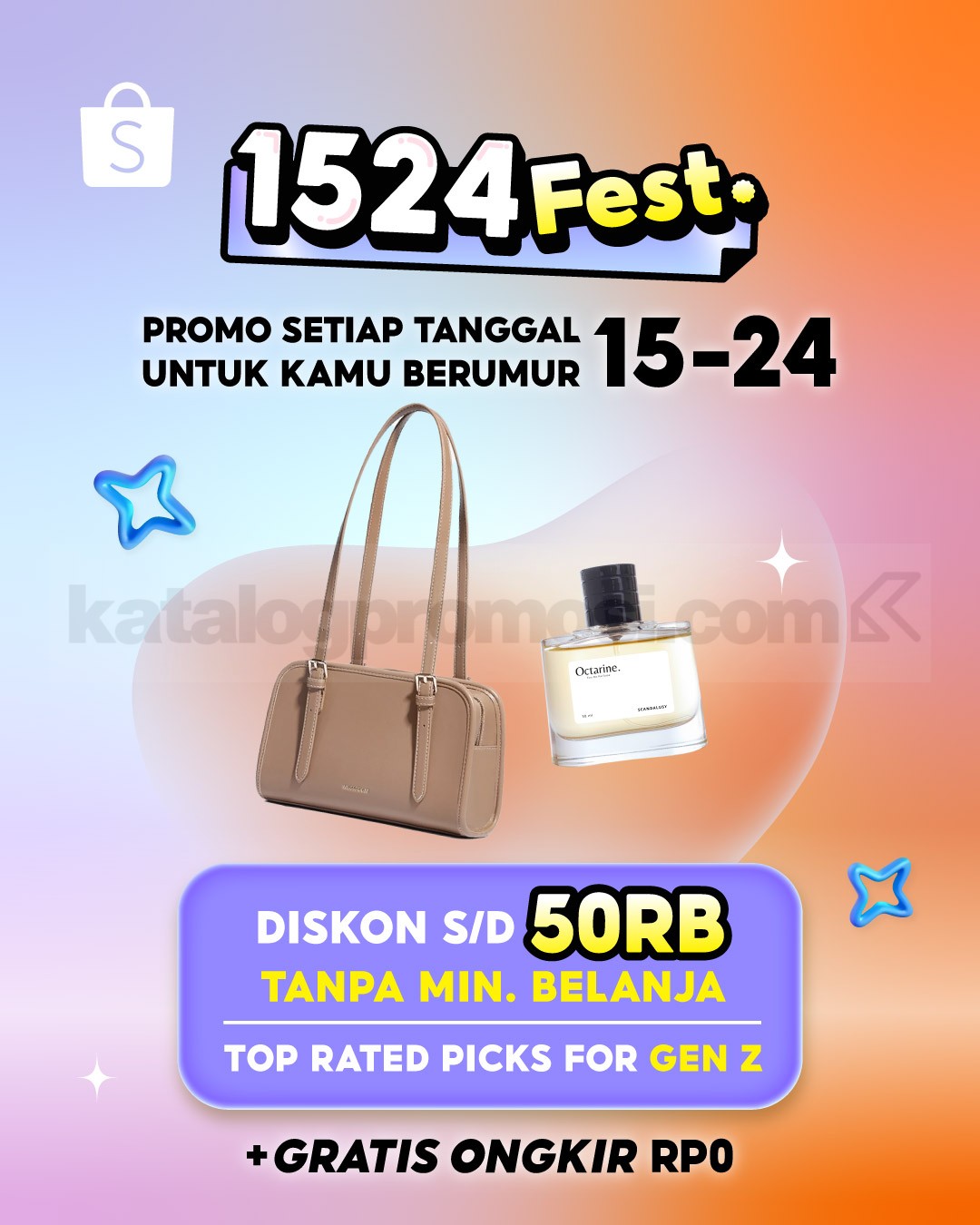 Promo 1524 Fest di Shopee DISKON 50K + GRATIS ONGKIR!