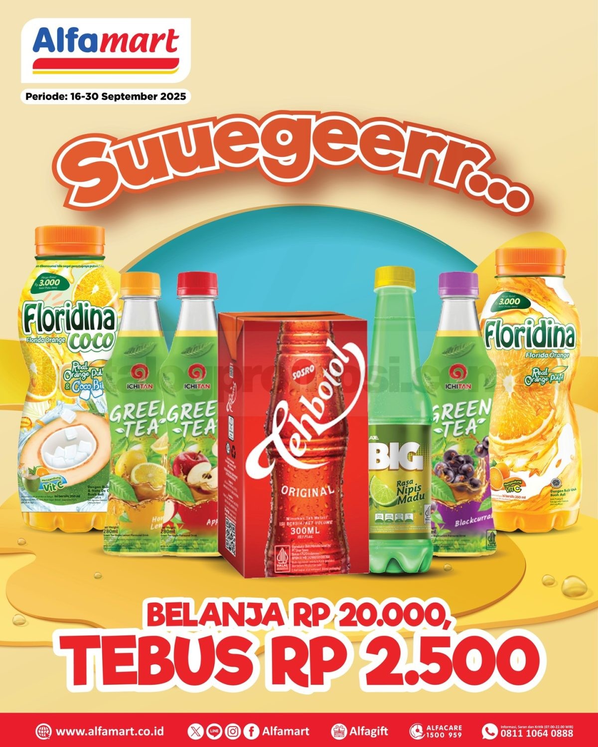 Promo Alfamart Suuegeerr Tebus Murah Teh Kemasan Rp2.500 Promo Alfamart Suuegeerr tebus murah teh kemasan Rp2.500 periode 16 – 30 September 2025