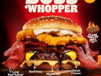 Promo Burger King NEW! BOSS WHOPPER Double Beef Keju Melimpah dengan Long Beef Rasher dan Mozzarella Cheese
