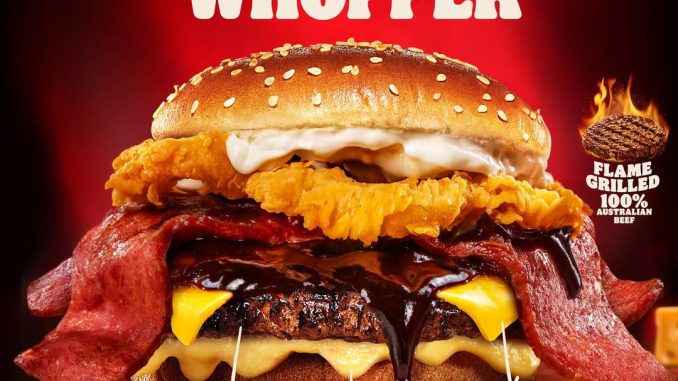 Promo Burger King NEW! BOSS WHOPPER Double Beef Keju Melimpah dengan Long Beef Rasher dan Mozzarella Cheese