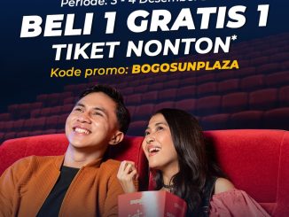 Promo Cinépolis Sun Plaza beli 1 gratis 1 tiket nonton dengan kode BOGOSUNPLAZA pada 3–4 Desember 2025.