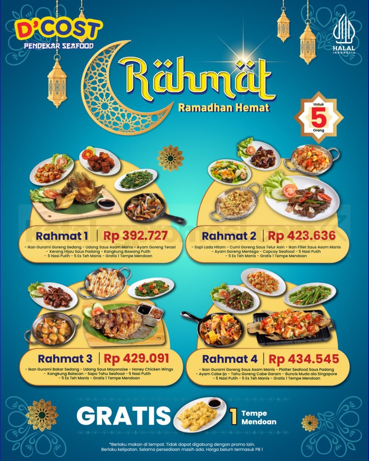 Promo D’COST Rahmat Ramadhan Hemat Untuk 5 Orang Promo D’COST Rahmat Ramadhan Hemat untuk 5 orang periode 16 Februari – 31 Maret 2026