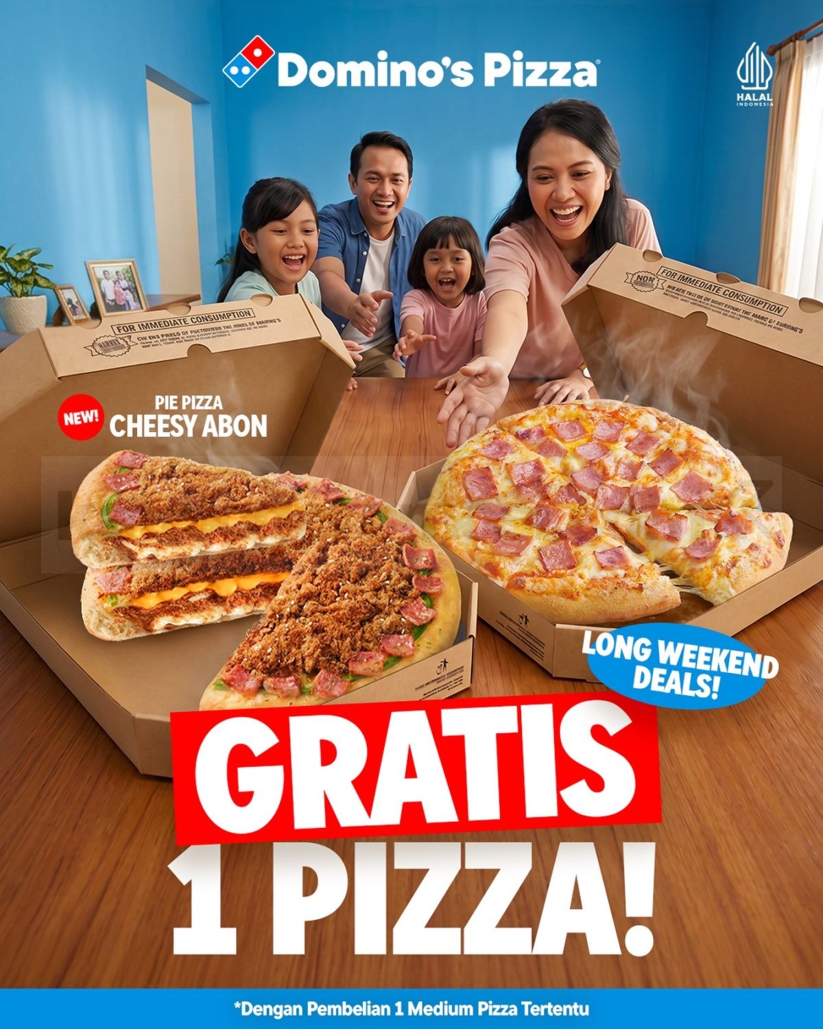 Promo Domino's Pizza Long Weekend Deals Beli 1 Gratis 1 Promo Domino's Pizza Long Weekend Deals Beli 1 Gratis 1 sampai 17 Mei 2026 untuk kategori viral dan premium