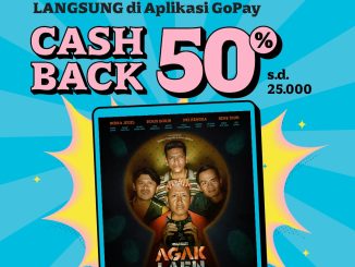 Promo GoPay Cashback Tiket Bioskop hingga 50% untuk pembelian tiket XXI, Cinépolis, dan CGV.