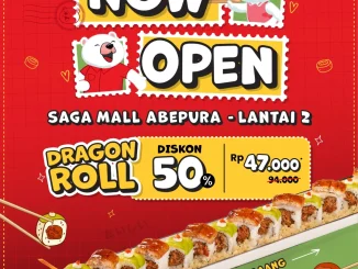 Promo Ichiban Sushi Opening Abepura Dragon Roll Diskon 50% Rp47.000 di Saga Mall Abepura