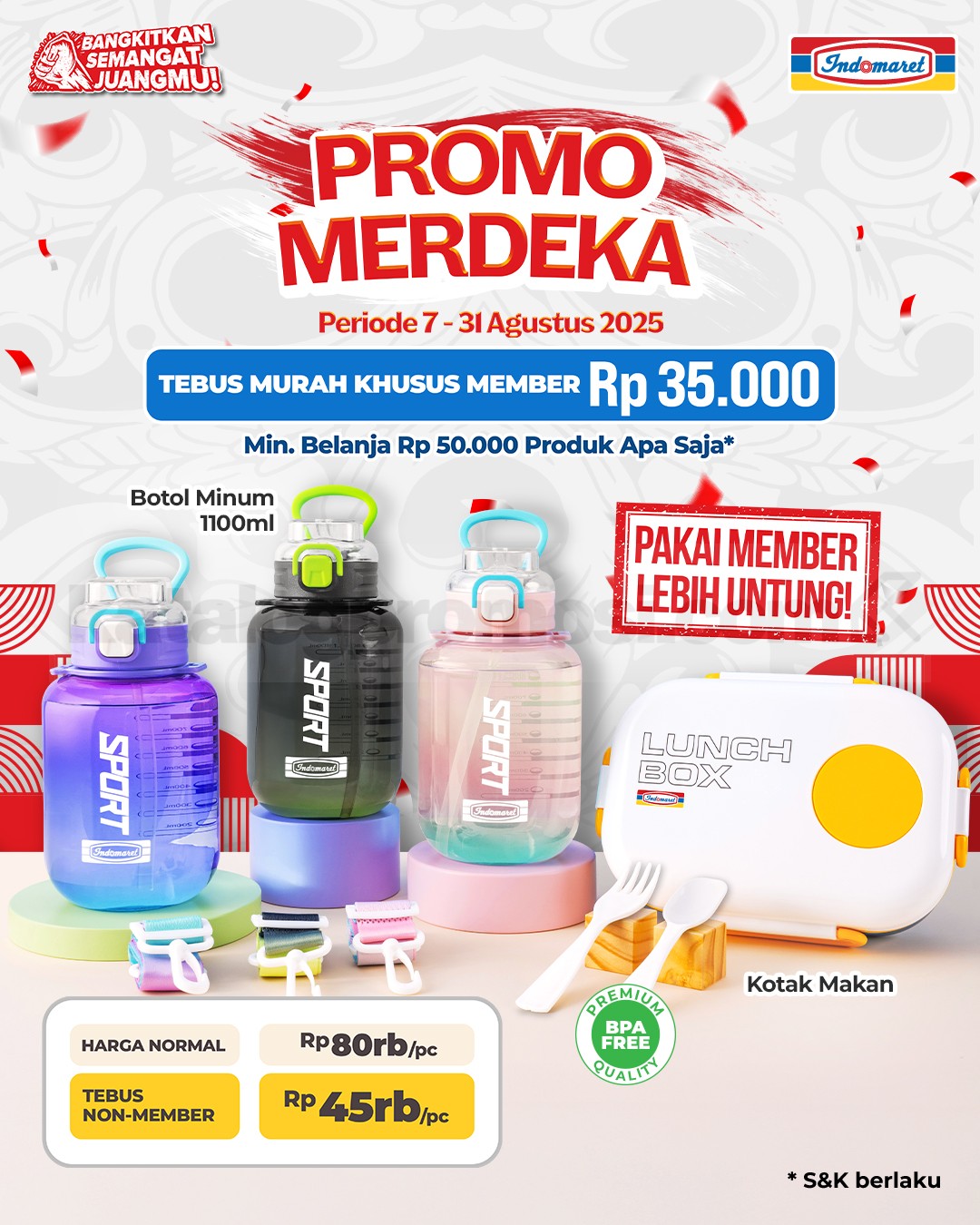 Promo Indomaret Merdeka Tebus Murah Rp35.000 Promo Indomaret Merdeka tebus murah Tumbler dan Lunch Box Rp35.000 khusus member