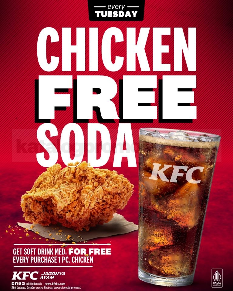 Promo KFC Chicken Free Soda Cuma Rp18.182 – SoPasti.Com