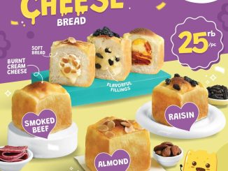 Promo Loaf Bun NEW Burnt Cheese Bread Rp25.000 varian Almond Raisin Smoked Beef di seluruh outlet
