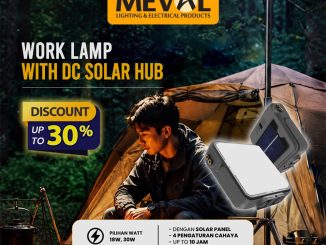 Promo Meval Work Lamp DC Solar Hub diskon hingga 30% varian 18W dan 30W dengan solar panel portable