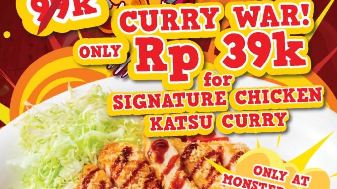 Promo Monster Curry Curry War Rp39.000 mulai 29 Agustus 2025 di Eastvara BSD, Signature Chicken Katsu Curry terbatas 100 porsi per hari