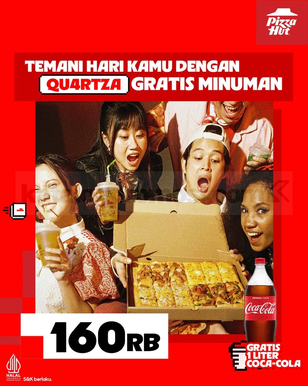 Promo Pizza Hut Beli Qu4rtza Gratis Coca-Cola Promo Pizza Hut Beli Qu4rtza Gratis Coca-Cola Rp. 160.000 paket pizza dan minuman