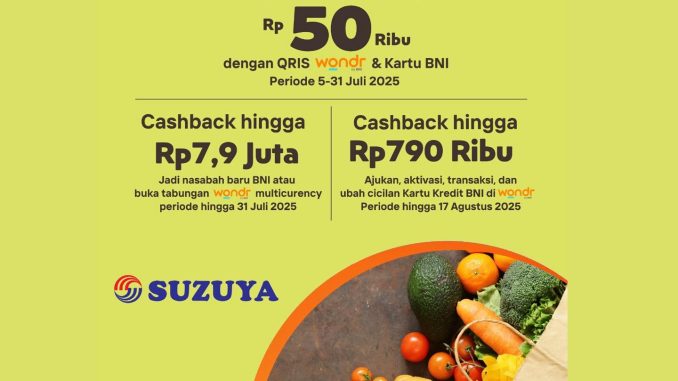 Promo Suzuya HUT BNI 79 Gratis Voucher Belanja Rp50.000 & Cashback s.d. Jutaan 1