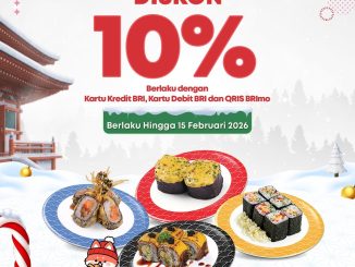 Promo Tom Sushi Pekanbaru BRI Diskon 10% untuk pembayaran kartu dan QRIS BRImo