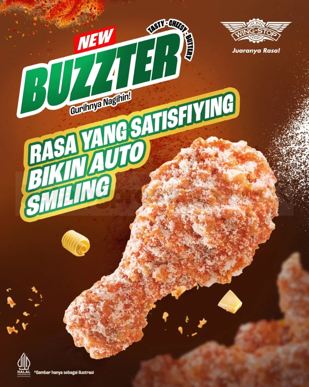 Promo Wingstop NEW! Buzzter Chicken Promo Wingstop Buzzter rasa baru gurih nagihin dengan kombinasi savory, cheesy, buttery dan pedas–manis.