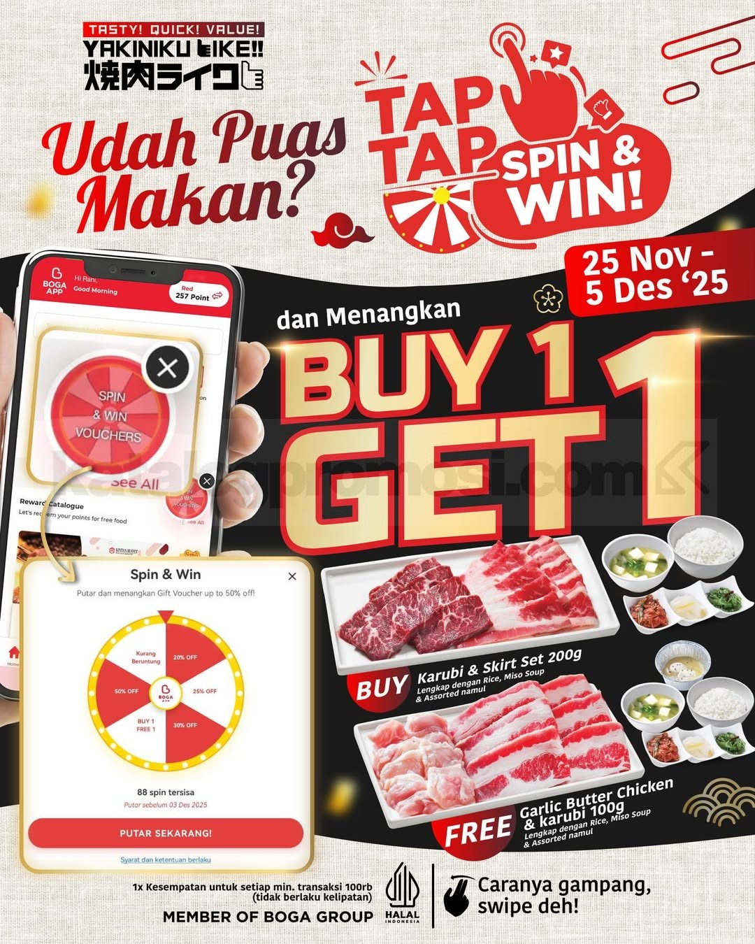 Promo Yakiniku Like Spin & Win Buy 1 Get 1 Free Promo Yakiniku Like Spin & Win Buy 1 Get 1 Free 1