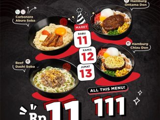 Promo Yamatoten Anniversary Menu mulai Rp. 11.111 untuk Beef Dashi Soba dan Hamburg Don dengan kartu kredit BCA
