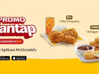 Promo McDonalds Mantap Sabtu tambahan McNuggets 6 pcs seharga Rp. 1 dengan pembelian PaNas 2 melalui aplikasi