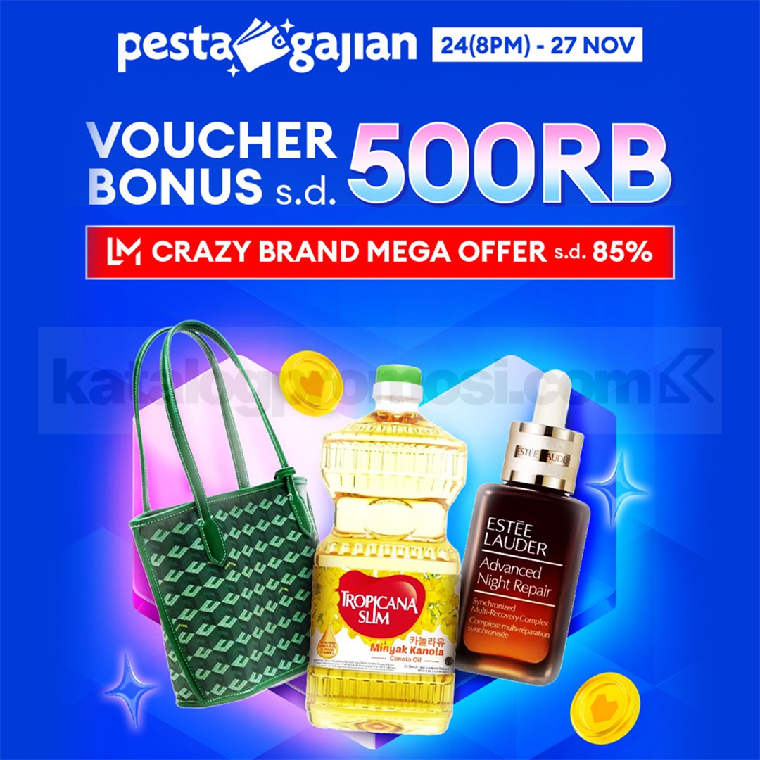 Pesta Gajian Lazada! Crazy Brand Mega Offer hingga 85% + Voucher Bonus 500K