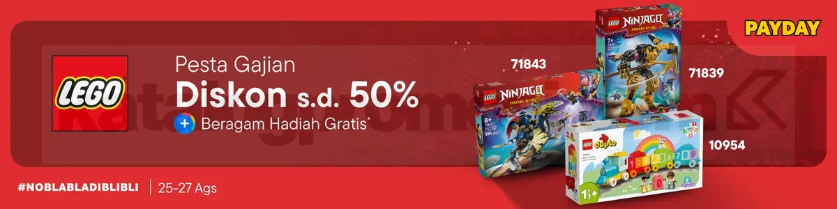 Pesta Gajian Lego di Blibli Diskon hingga 50% + Hadiah Gratis  