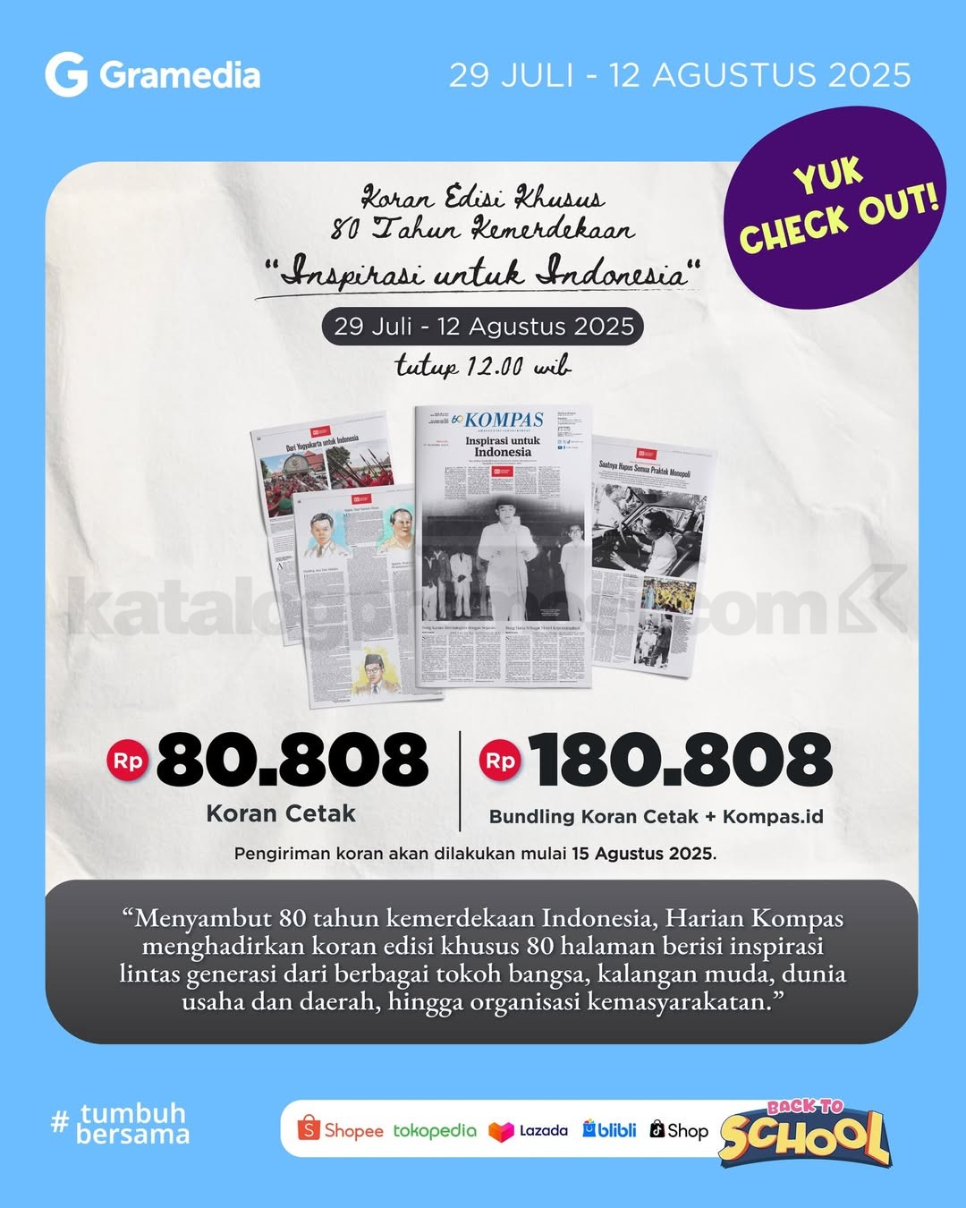Pre-Order Koran Kompas Edisi Khusus 80 Tahun Kemerdekaan di Gramedia Mulai 80K