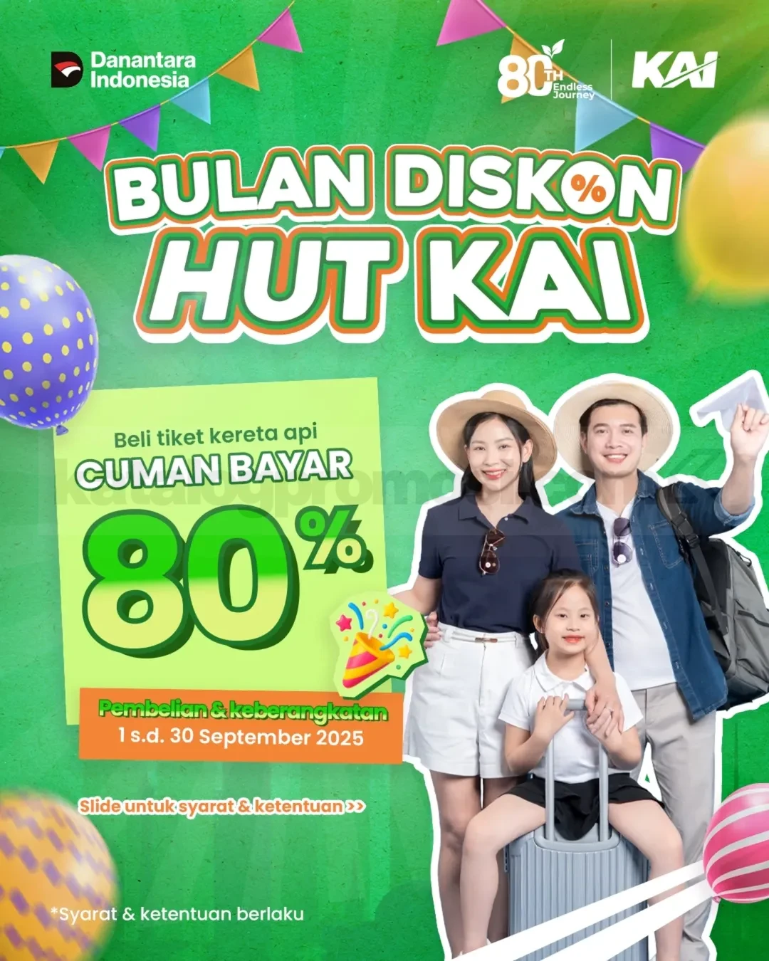 Promo Bulan Diskon HUT KAI ke-80 CUMAN BAYAR 80%!