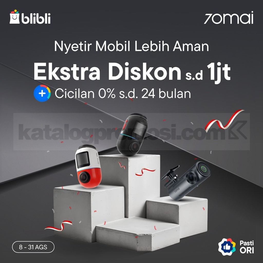 Promo Dashcam 70mai di Blibli Ekstra Diskon hingga 1 Juta + Cicilan 0%