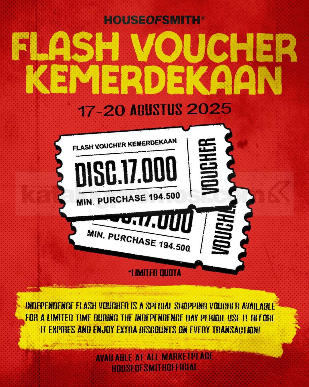 Promo House Of Smith di Shopee Diskon hingga 80% + Flash Voucher Kemerdekaan 