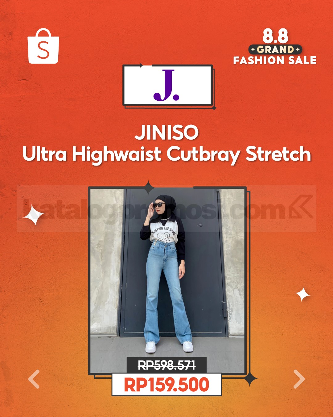 Promo JINISO Ultra Highwaist Cutbray Stretch di Shopee 8.8 Harga Spesial