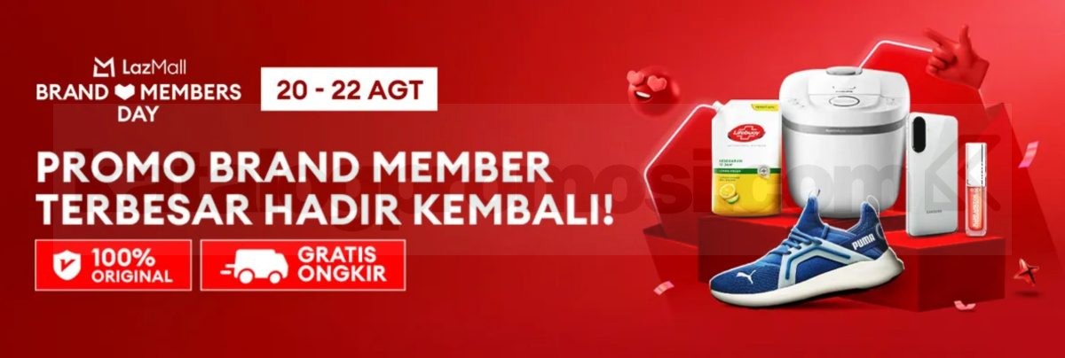 Promo LazMall Brand Members Day 100% Original dan Gratis Ongkir