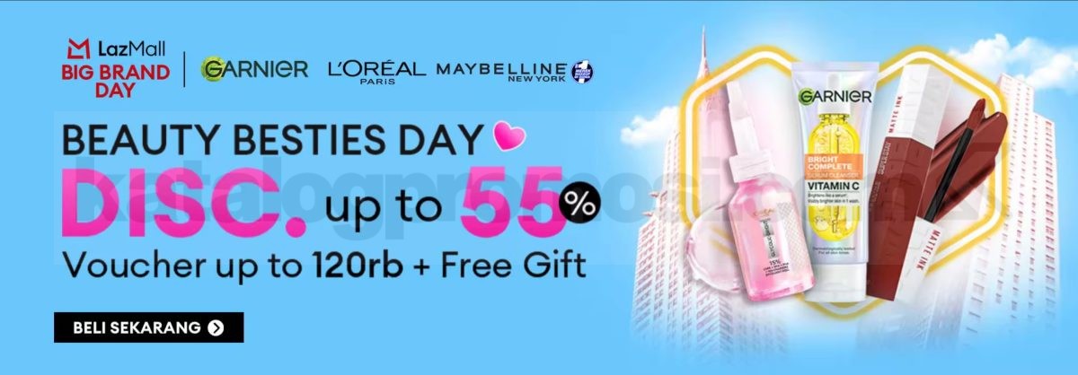 Promo Lazada Beauty Besties Day Diskon hingga 55% + Free Gift 