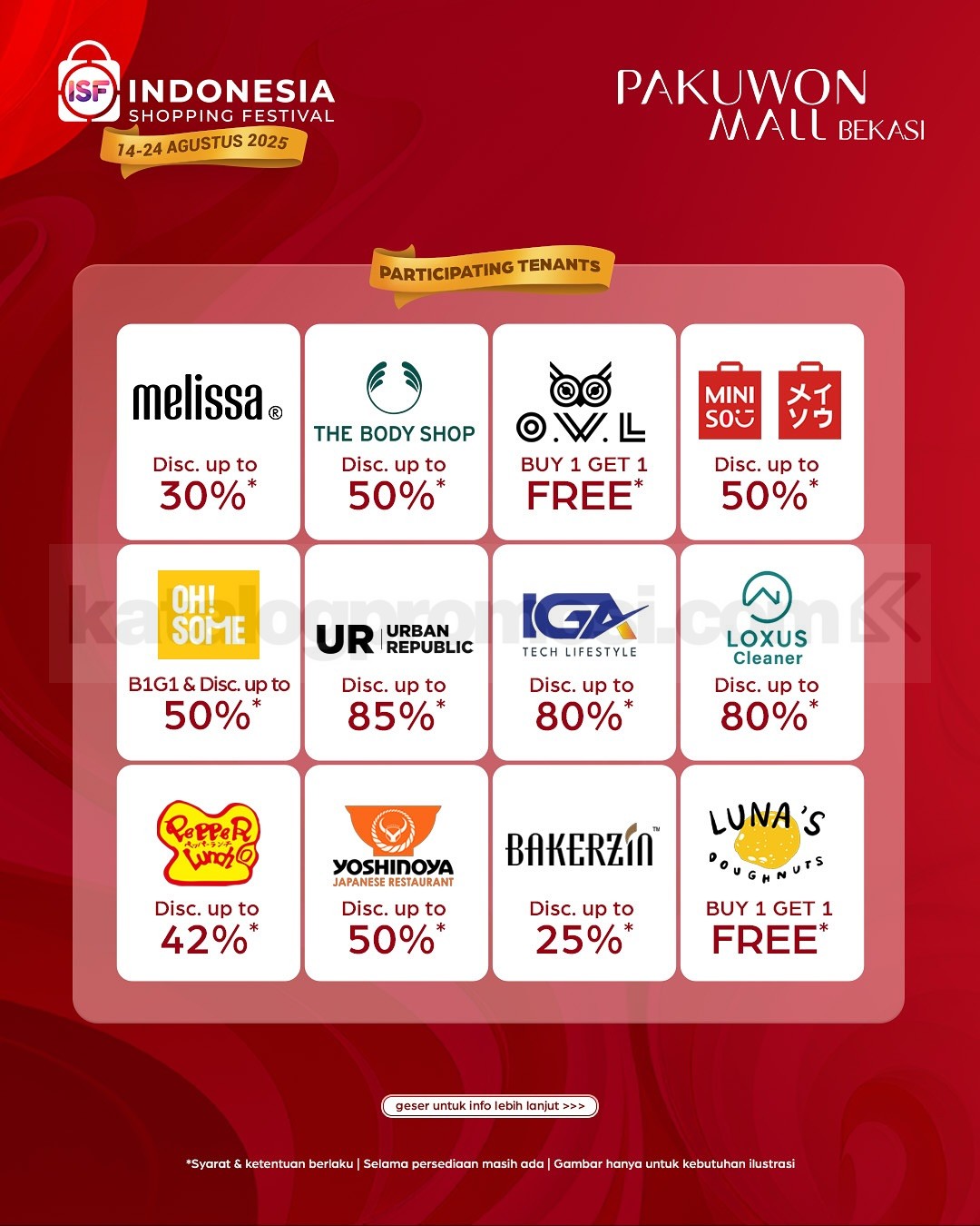 Promo Pakuwon Mall Bekasi Indonesia Shopping Festival Diskon hingga 80%