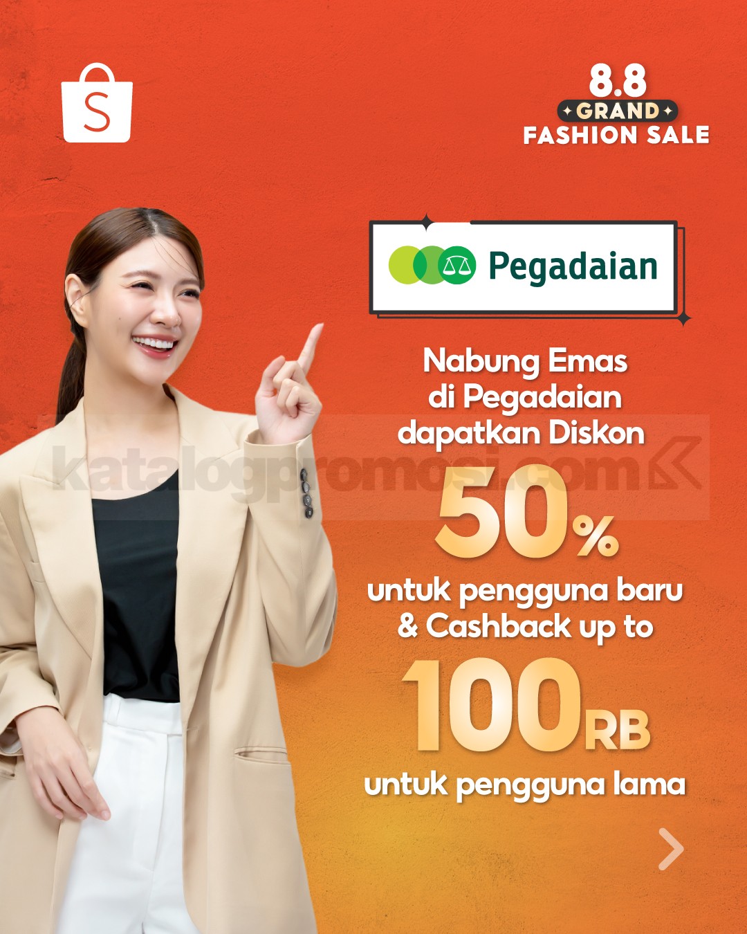 Promo Pegadaian di Shopee 8.8 Diskon 50% dan Cashback 100K