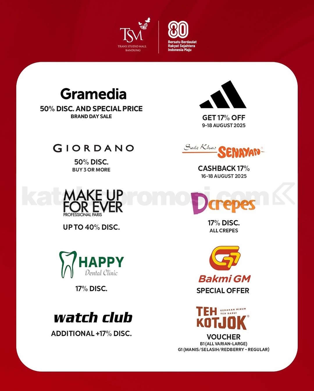 Promo TSM Bandung Indonesia Shopping Festival Diskon hingga 80%