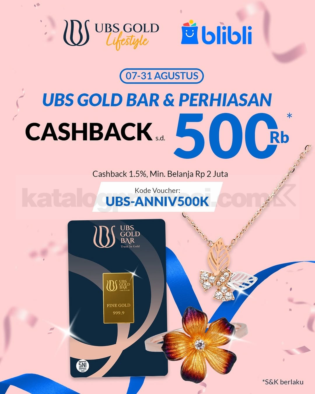 Promo UBS Gold Bar dan Perhiasan di Blibli - Cashback hingga 500K
