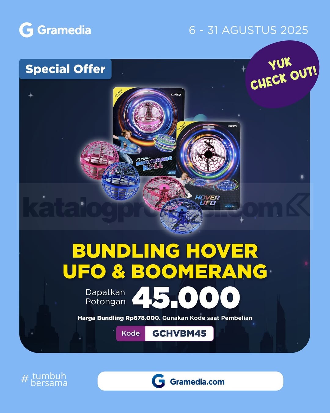 Spesial Bundling Hover Ufo & Boomerang di Gramedia Potongan 45K  