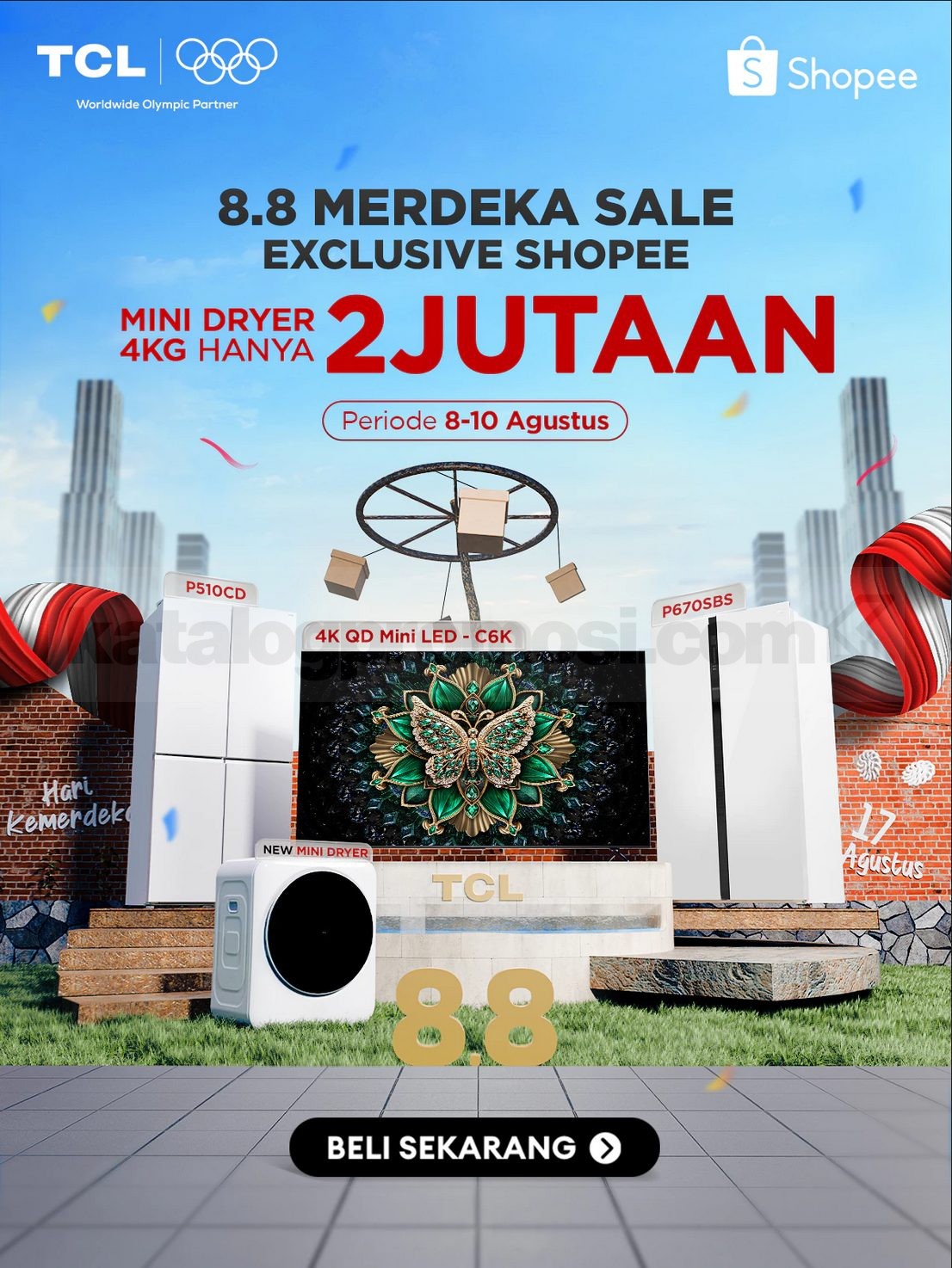 TCL 8.8 Merdeka Sale di Shopee Diskon hingga 1,7 Juta dan NEW MINI DRYER!