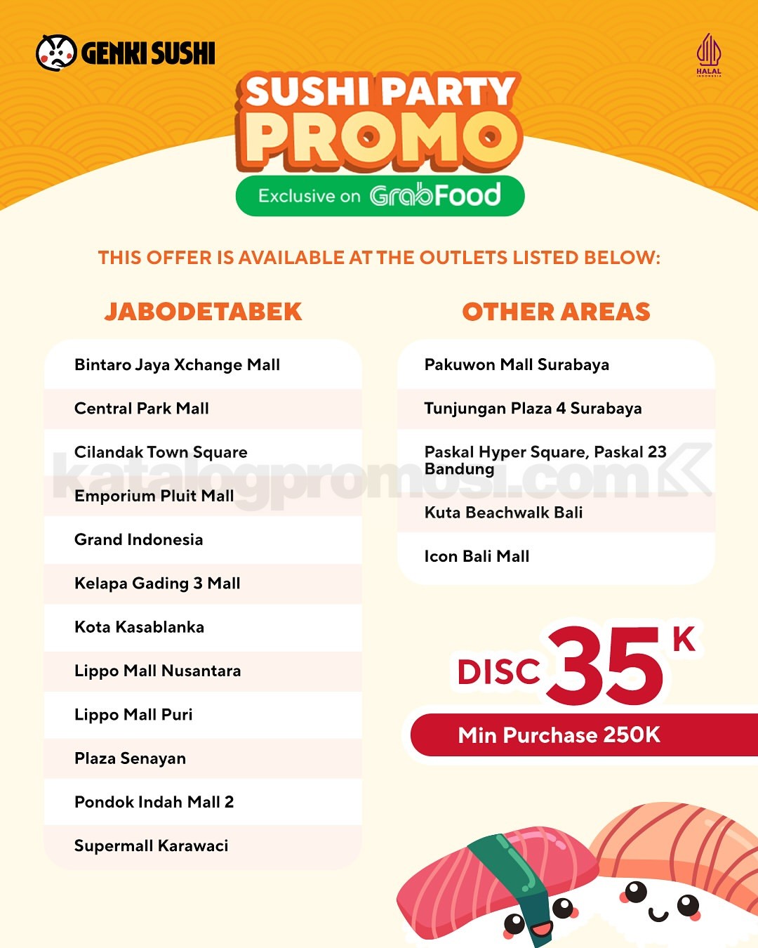 Promo Genki Sushi GrabFood Sushi Party Diskon 35K Promo Genki Sushi GrabFood Sushi Party Diskon 35K