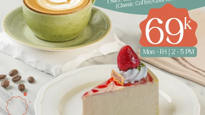 Promo Bakerzin Cake O’Clock 1 slice cake dan minuman harga Rp.69.000