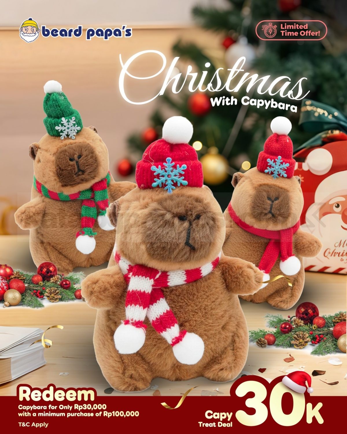 Promo BEARD PAPA’S Capybara Christmas Edition Tebus Rp. 30.000 Promo BEARD PAPA’S Capybara Christmas Edition Tebus Rp. 30.000 1