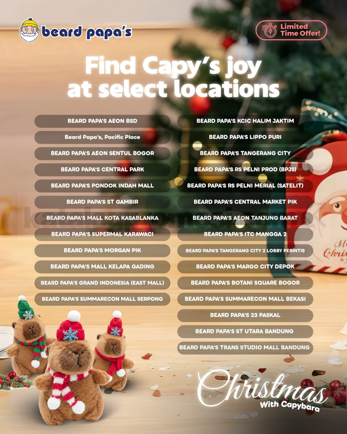 Promo BEARD PAPA’S Capybara Christmas Edition Tebus Rp. 30.000 Promo BEARD PAPA’S Capybara Christmas Edition Tebus Rp. 30.000 2