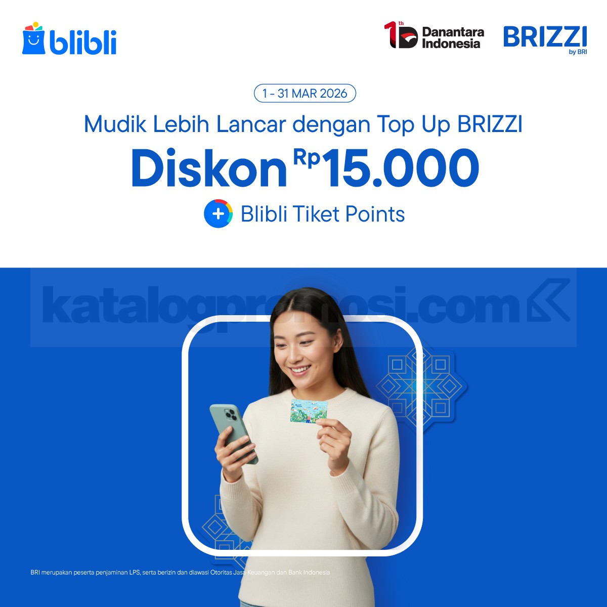 Promo Blibli Top Up BRIZZI Diskon Rp. 15.000 Promo Blibli Top Up BRIZZI diskon Rp. 15000 dan bonus poin transaksi
