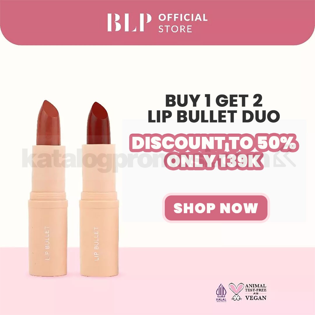 Promo BLP Lip Bullet Buy 1 Get 2 Rp. 139.000 Promo BLP Lip Bullet Buy 1 Get 2 Rp. 139.000 untuk 2 lipstick pilihan dengan diskon hingga 50%