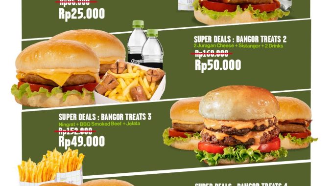 Promo Burger Bangor Exclusive Deals Diskon hingga 70% paket burger hemat mulai Rp. 25.000 via GrabFood