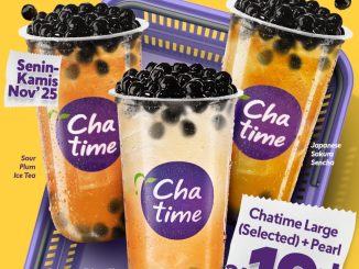 promo Chatime Joy with Bubbles large plus pearl Rp. 19.000 berlaku Senin–Kamis November 2025