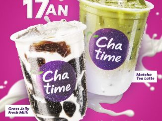 Promo Chatime Merdeka Rasa 17-an Rp17.000 untuk Grass Jelly Fresh Milk dan Matcha Tea Latte berlaku 15–17 Agustus 2025