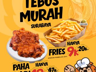 Promo Fried Chicken Master Tebus Murah Surabaya dengan French Fries Rp. 9.000 dan Paha Juicy Rp. 19.000 berdasarkan minimum pembelian.